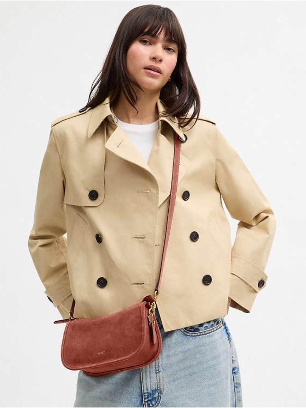 NWT Coach Waverly Bag Brass / Clay Suede Crossbody Shoulder Bag CDD78 - Picture 13 of 14